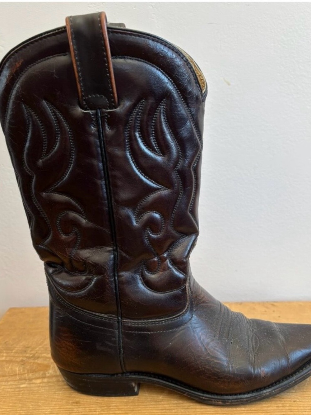 Dark Brown Leather Western Cowboy Boots